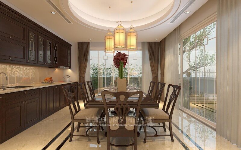 Thiết kế tủ bếp đẹp tại biệt thự Vinhomes Thăng Long Tủ bếp đẹp