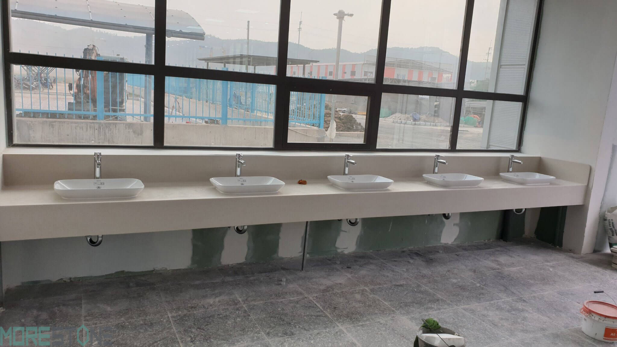 Gợi ý mẫu đá ốp lavabo sử dụng đá nhân tạo Himacs LG nhập khẩu từ Hàn Quốc đá ốp phòng tắm cao cấp