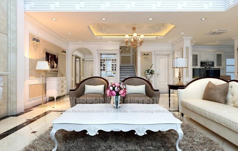 Bàn trà MH-TCD003 gỗ tự nhiên với phong cách tân cổ điển trang trí phòng khách biệt thự đẹp