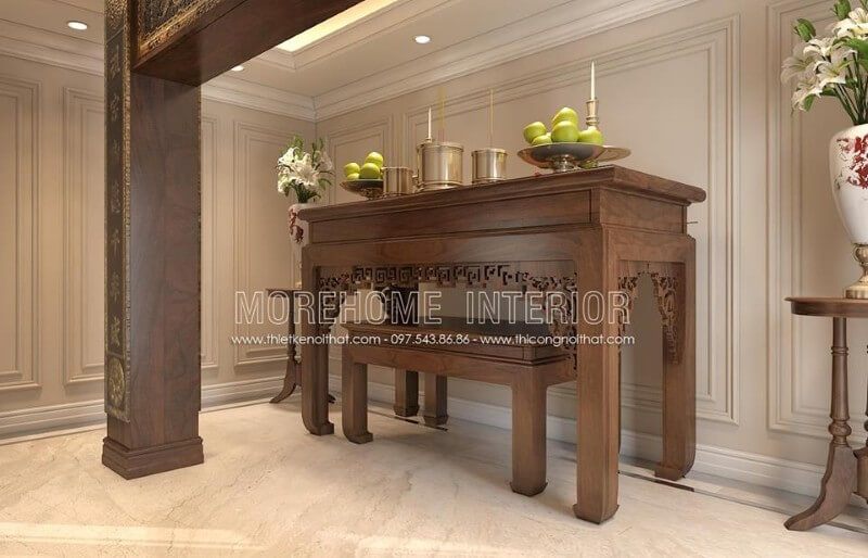 Showroom của Morehome có cung cấp mẫu bàn thờ đẹp gỗ tự nhiên. Nếu quý khách cần tư vấn báo giá và mua hàng, vui lòng liên hệ với chúng tôi qua số điện thoại 097.543.8686 (Mr.Chính).