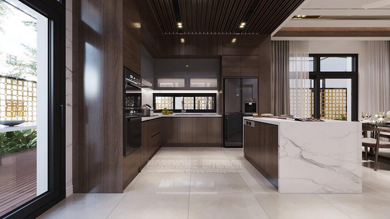 Morestone gợi ý bạn mẫu gạch lát nền hiện đại đẹp mà sang trọng cho không gian phòng bếp nhà bạn